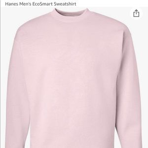 HANES MENS ECOSMART SWEATSHIRT IN PALE PINK